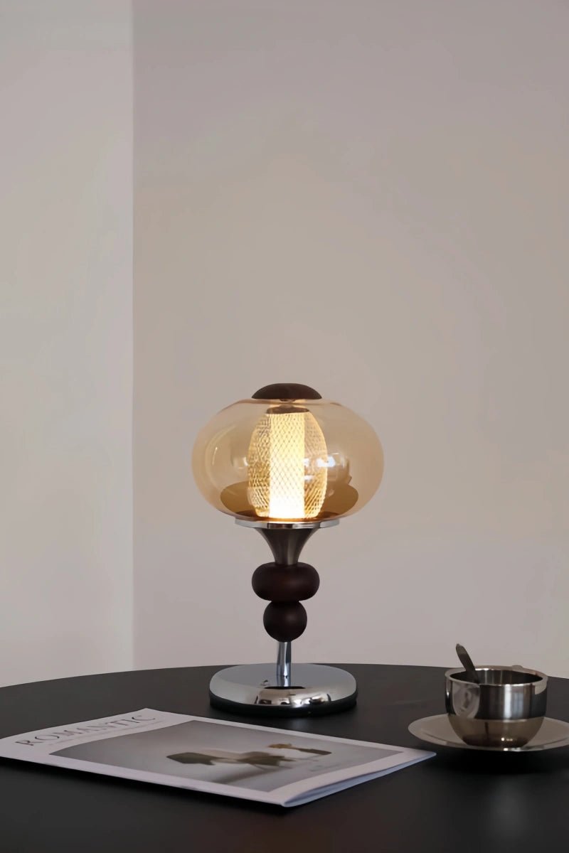 Amber glass table lamp