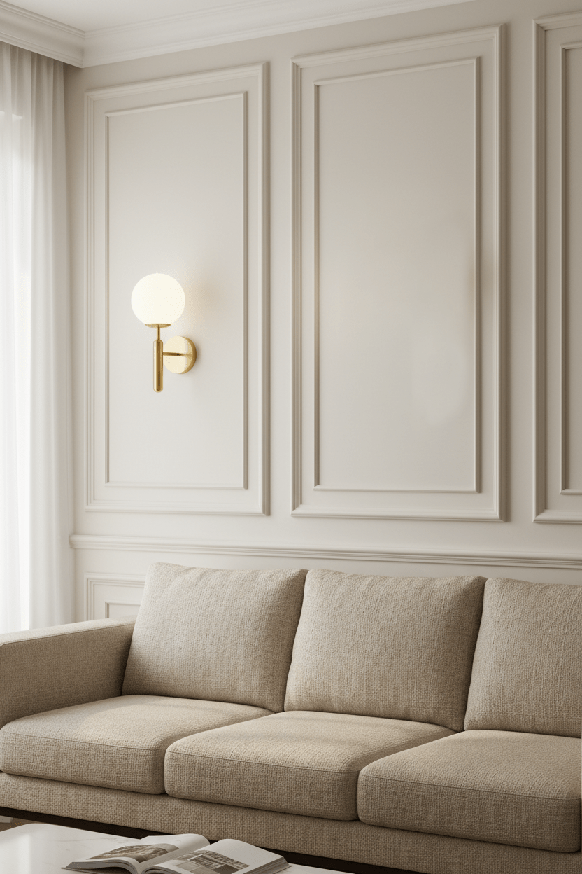 Glass white sphere wall lamp