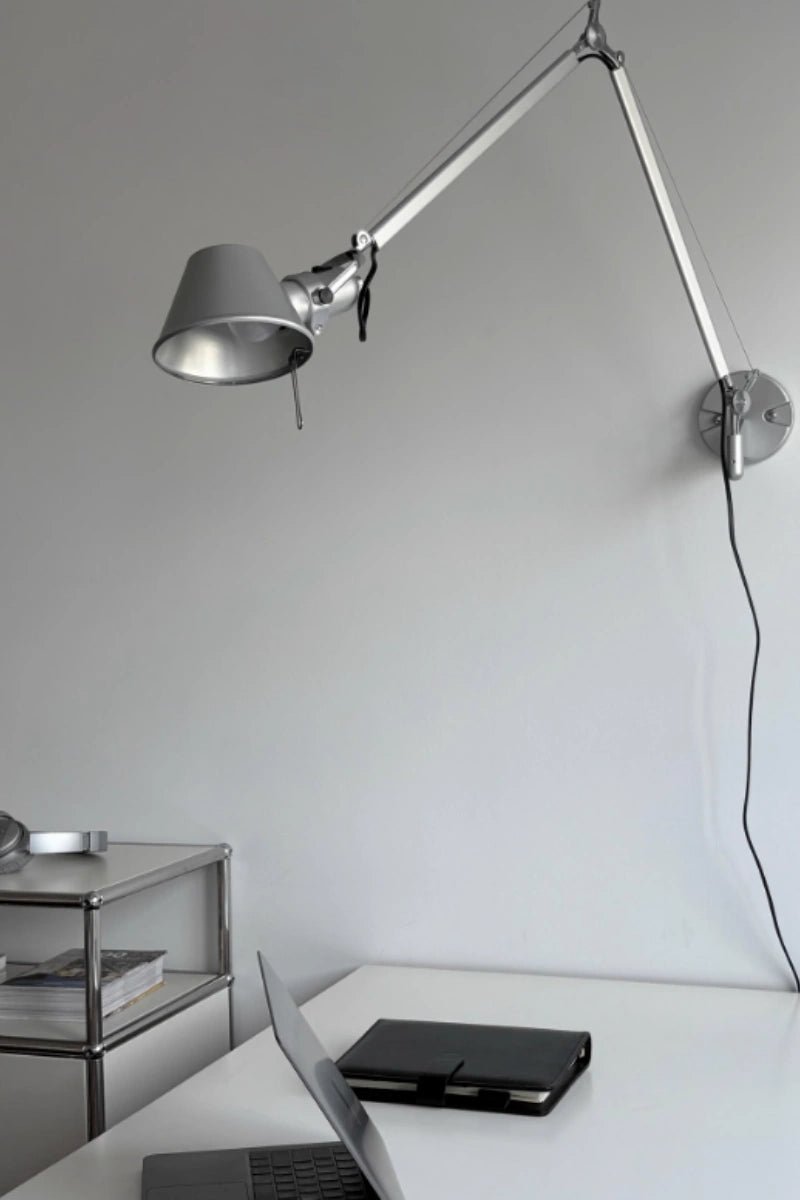 Industrial rotating arm wall lamp