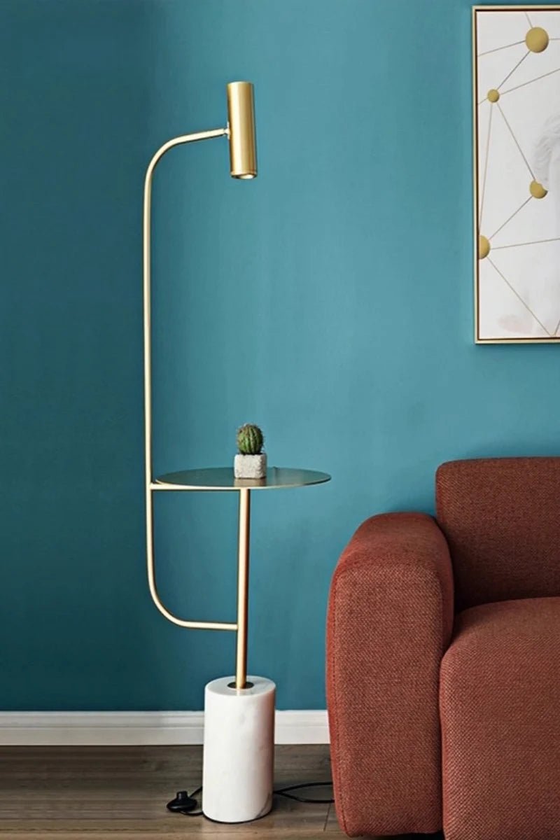 Marble floor lamp with tabletop