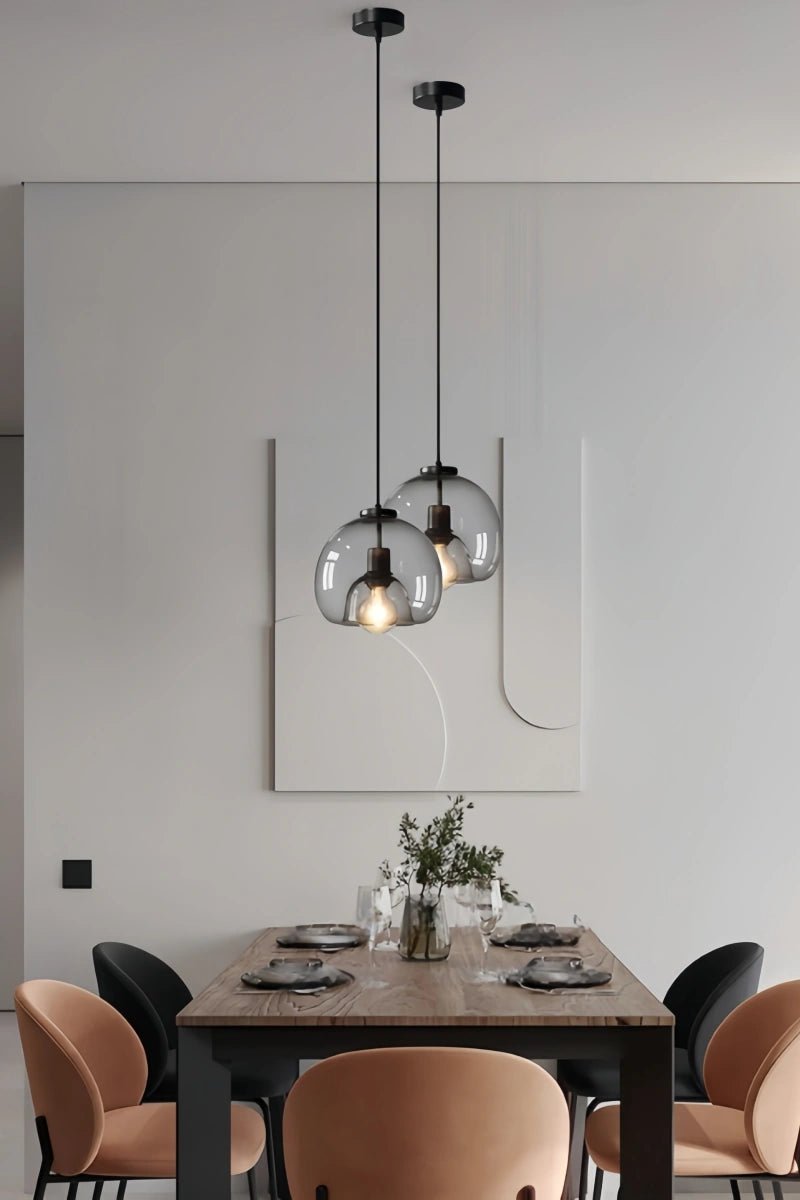 Smoky gray glass chandelier